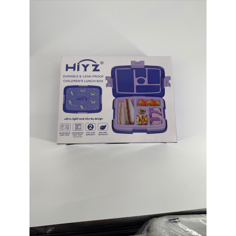 HiYZ Childrens Lunch Box Purple Unicorn Leak-Proof Bento Box 5 Compartment NEW